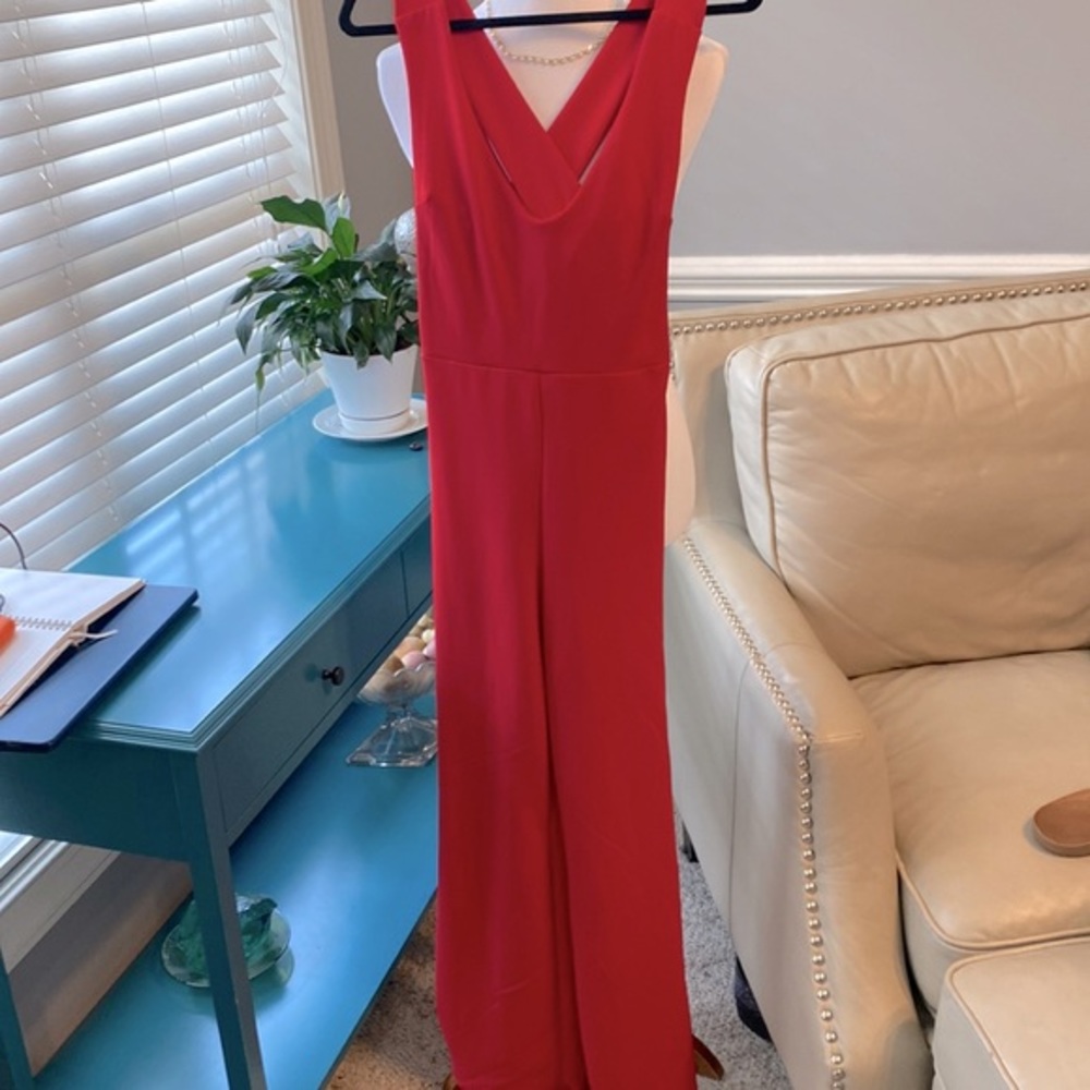 Red, pull on romper